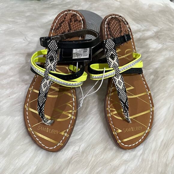 NEW Sam & Libby Kylie Multicolor Stud Strap Ankle Wrap Flat Thong Sandal 5.5 NWT - Picture 5 of 13